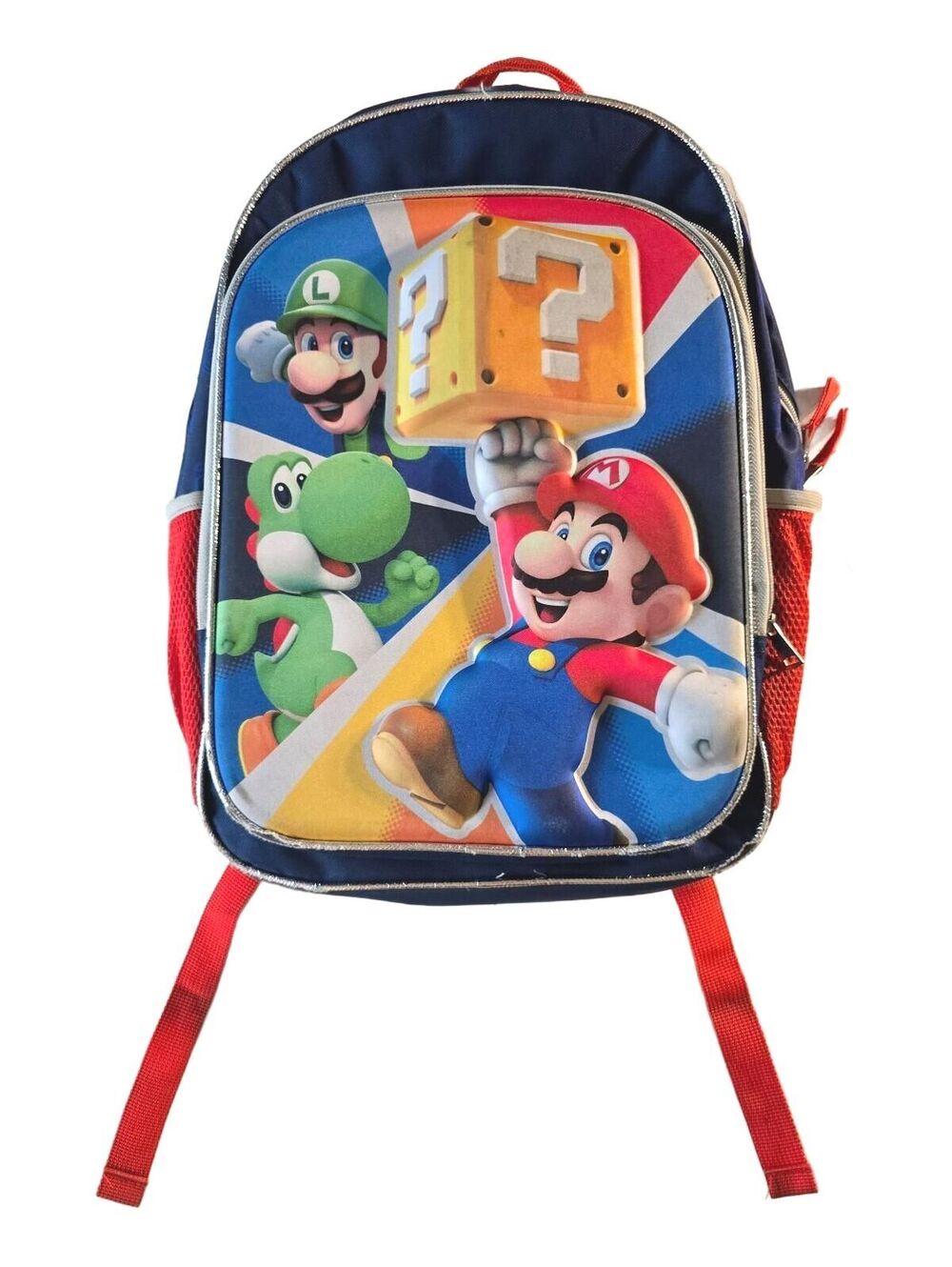 Nintendo Super Mario Bros 17" Backpack Mario Luigi Yoshi Boys School Bag Blue